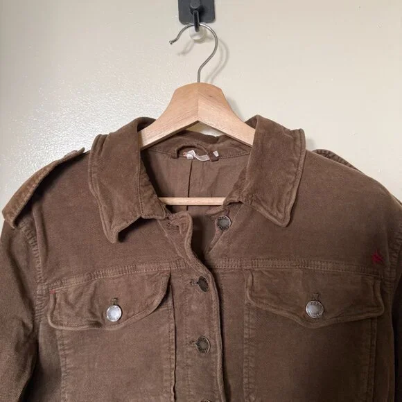Free People Everlyn Moss Green Button Front Crop Jacket XS - Picture 3 of 7